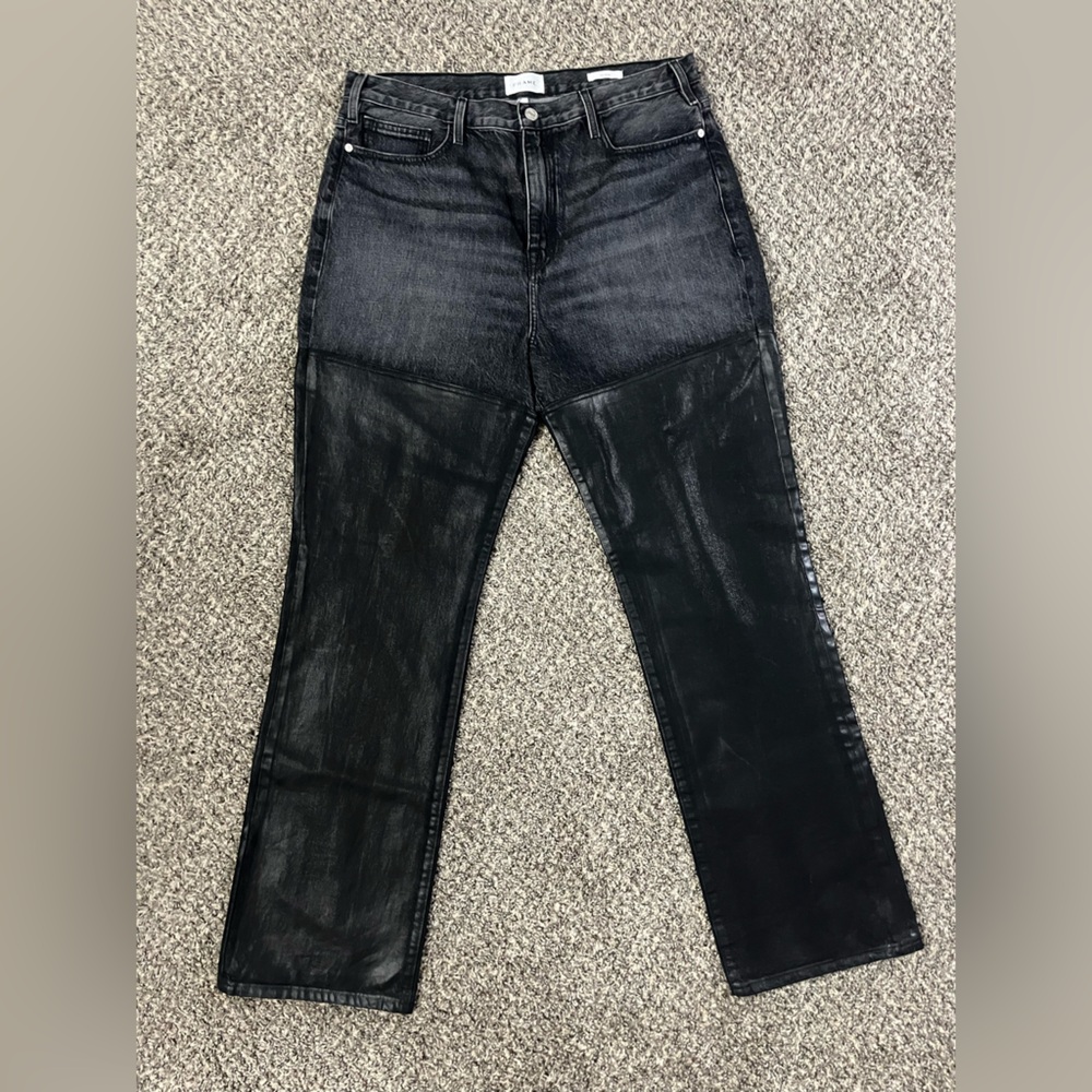 Frame Denim Black Straight Leg Jeans